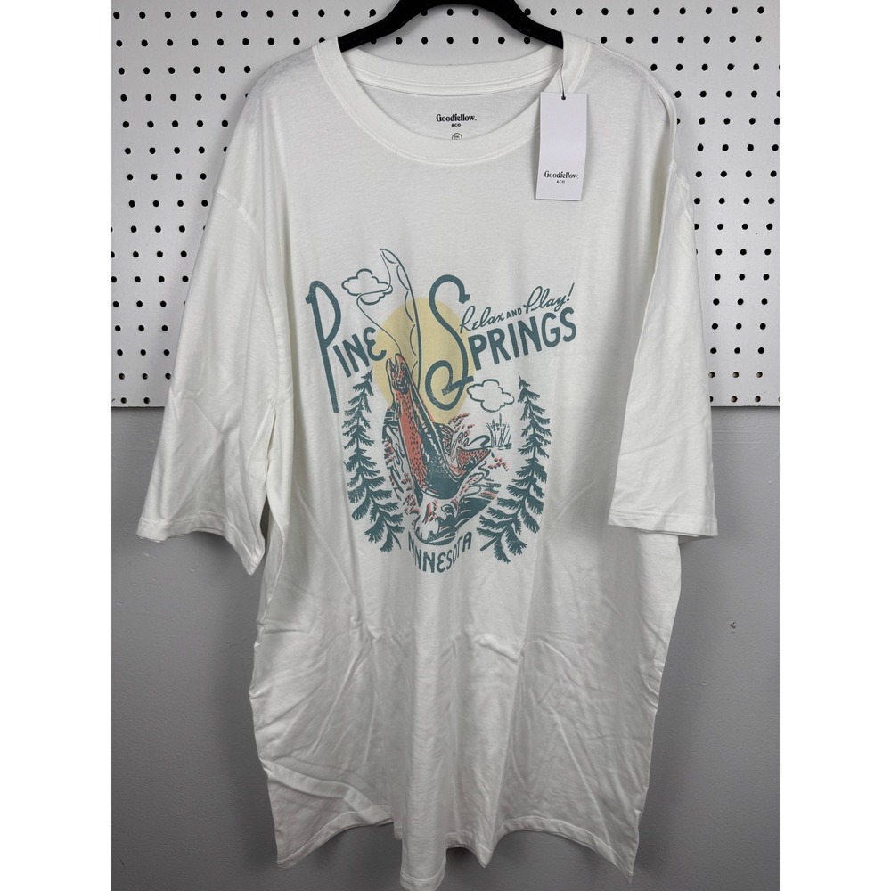 Goodfellow Mens XXL Tall Pine Springs Minnesota Graphic Tee Cream Scenic Z9G46R